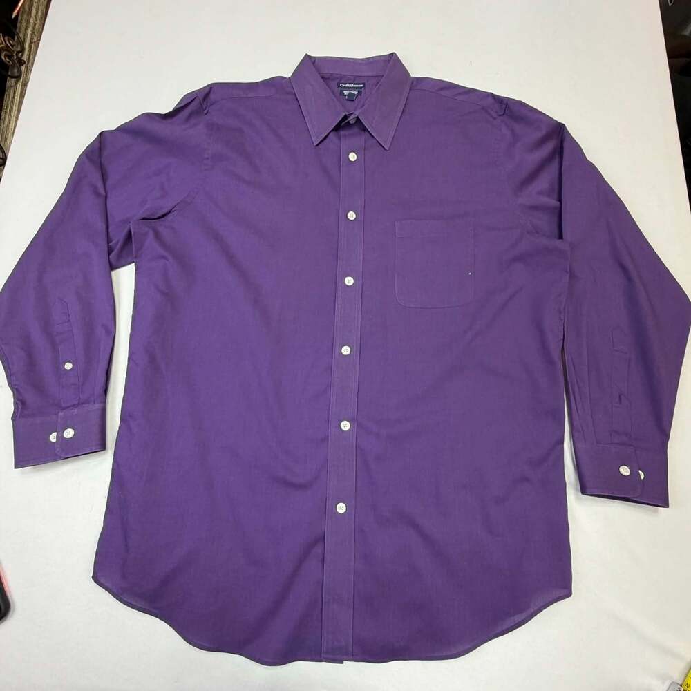 Croft & Barrow Broadcloth Classic Fit Men's Long Sleeve Dress Shirt Purple 34/35
